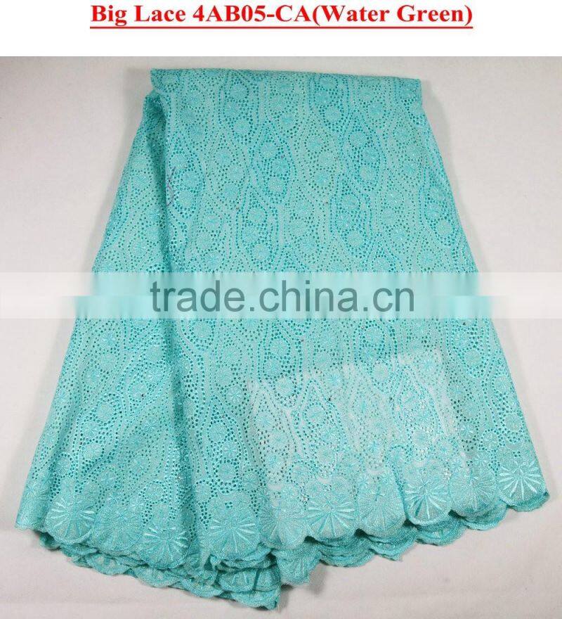 Latest design cotton voile fabric royal blue swiss voile lace