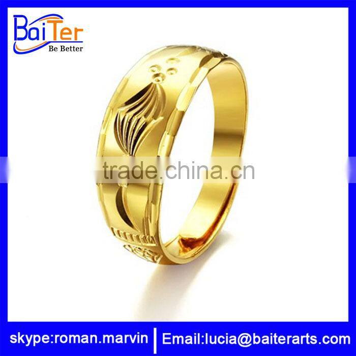 Gold plated stainless steel gold ring designs for couple,engagement gold rings for lovers