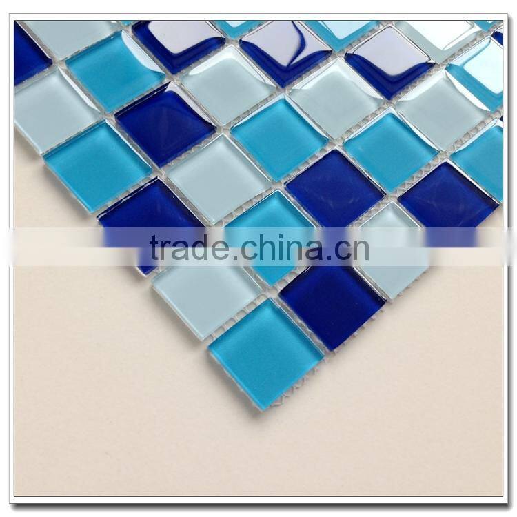 irregular shape blue color washroom material crystal glass tile