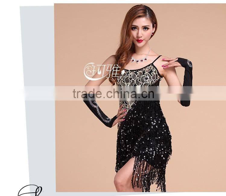 2016 High quality sexy shining tassel adult latin dance dress for women latin dance costumes on sale