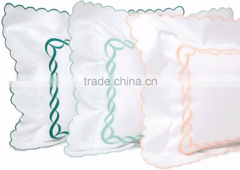 Embroidered white cotton pillow no.57