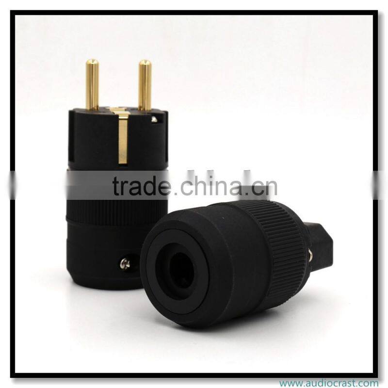 Hot Selling 24k Gold Plated Copper European Schuko Power Connector hifi Power Audio Power Connectors