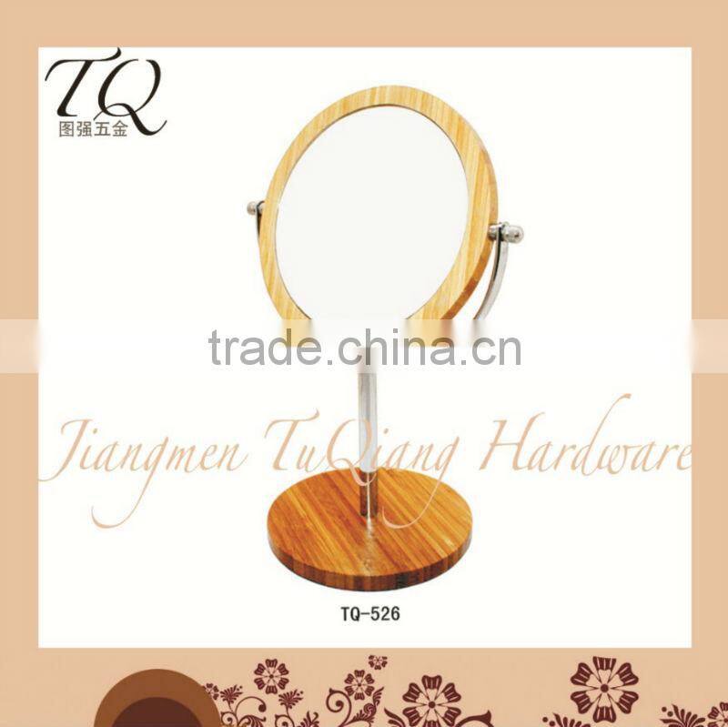 Double Side 7 inch Round Decorative Wooden Makeup Mirror