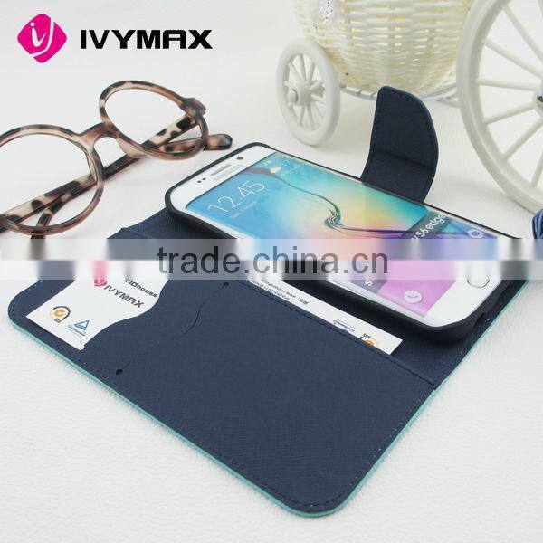 Hot selling high quality for samsung s6 edge flip pu leather cover case
