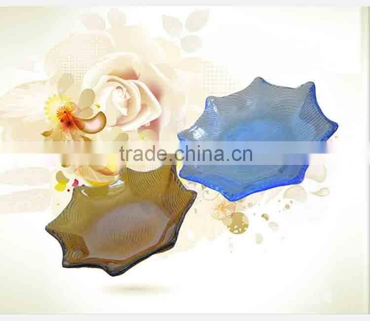 wholesale cheap octagon colorful glass fruit plate