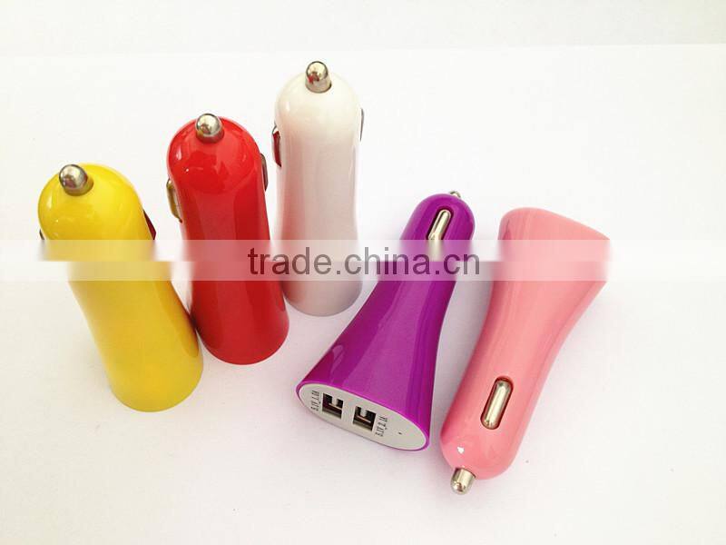 Promotional 2.1A+1A dual in-car charger 5V 2 in 1 car charger with IC smart chip