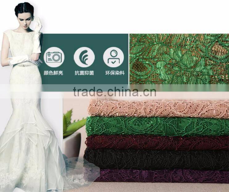 Sale warp knitting reactive dyeing lace fabric