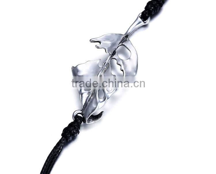 New design Korean wax cord silver alloy simple bracelet Valentine gift wholesale