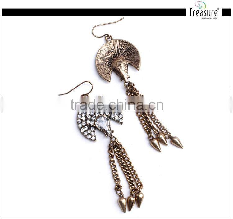 2014 fashion jewelry gun black rhinestone chains tassel dangle earring jewelry 2016