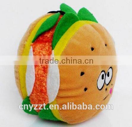Plush Hamburger-Shaped Dog Toys With Squeakers/Hamburger Soft Cotton Squeaky Pet Dog Toy
