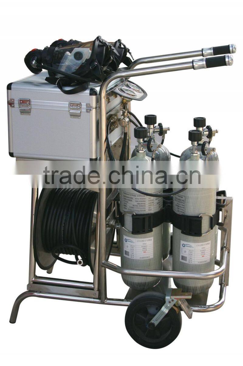 Wheeled Breathing Apparatus with a long tube,self-contained breathing apparatus,air respirator,emergency breathing device