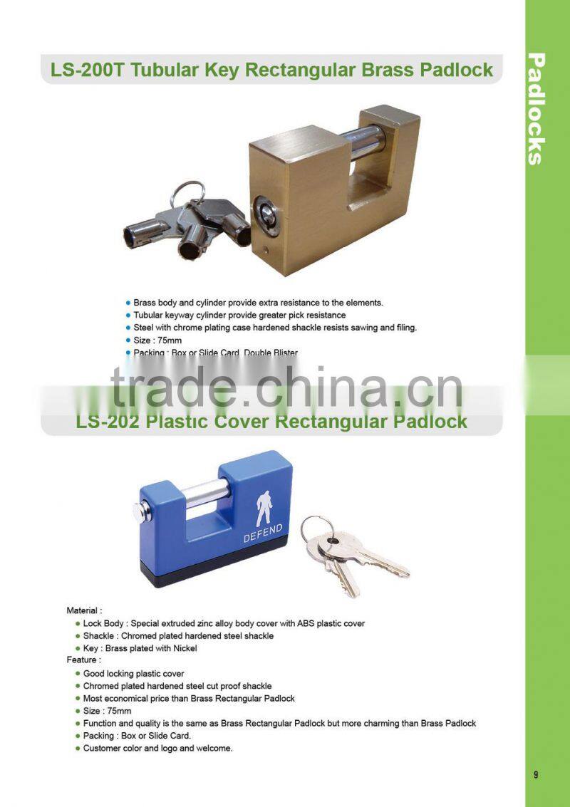 Lipson LS-202 Free Sample!Zinc alloy Plastic Coated Rectangule Padlock
