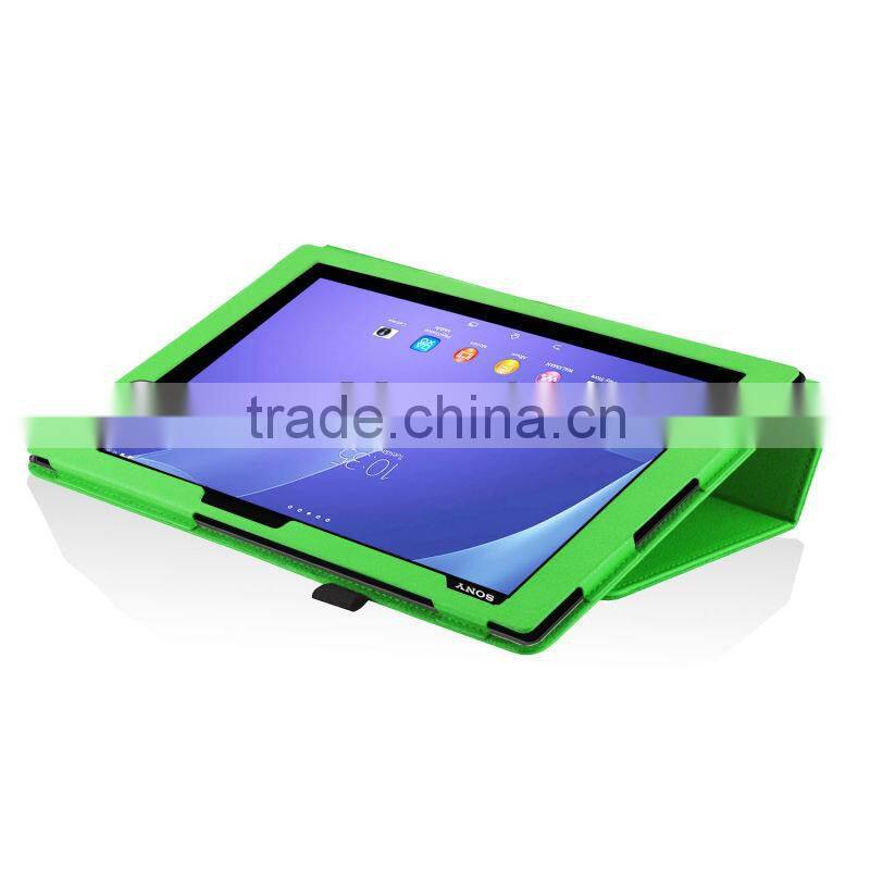 Free Shipping,Folio Leather Auto Wake Sleep Smart Cover Case For Sony Xperia Z2 Tablet 10.1'' Leather Case(2014 Model),Green
