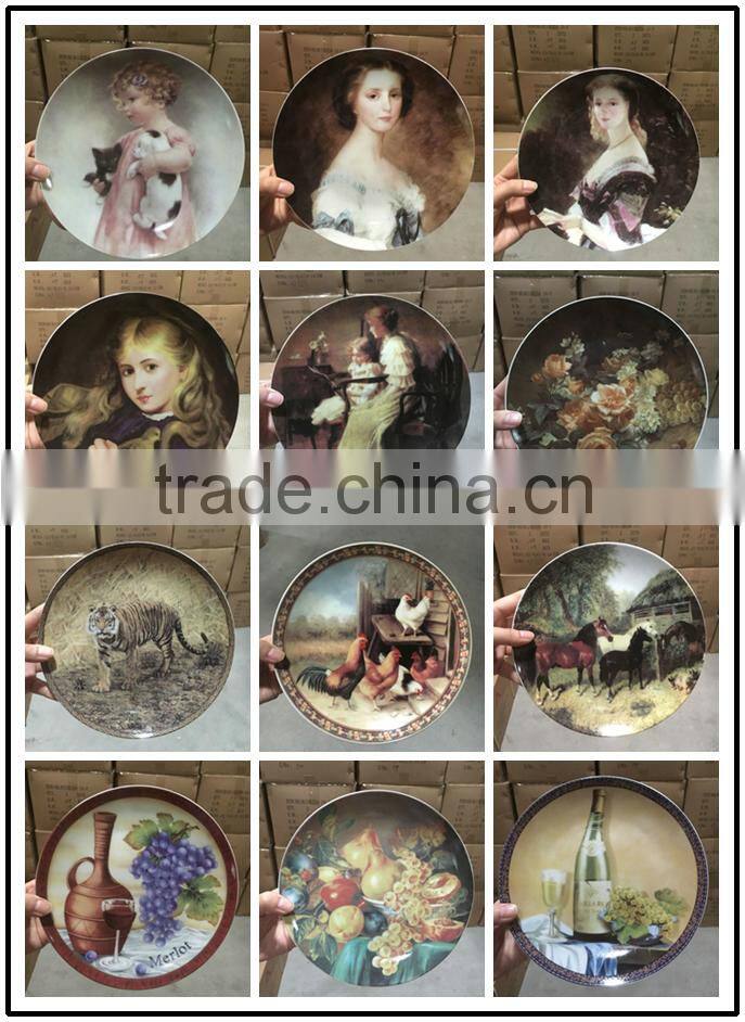home decor 8 '' round birds custom ceramic plates, decorative grape plates, custom printed ceramic plate