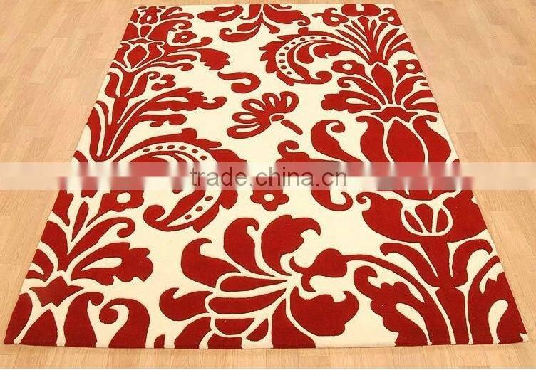 China supply red flora white base hot sales hand tufted bedroom decor rug for living room