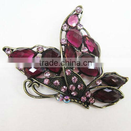 clear crystal red stones dragonfly brooch pin