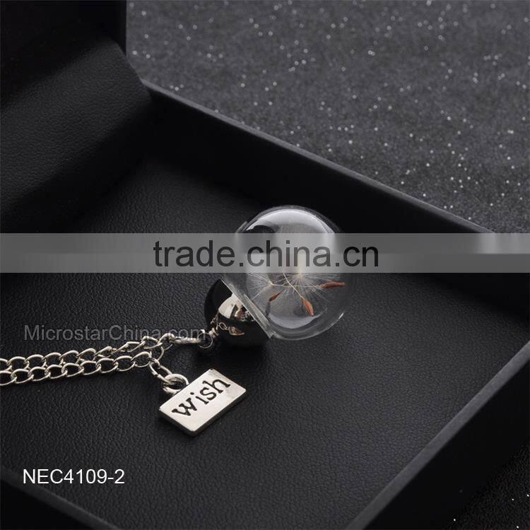 DIY Glass Bottle Pendant Necklace Dandelion Seed Necklace