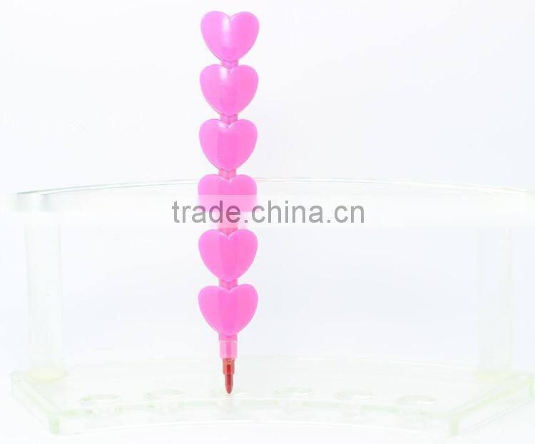 5PCS heart shape Stackable coloring pencils stockable coloring pen