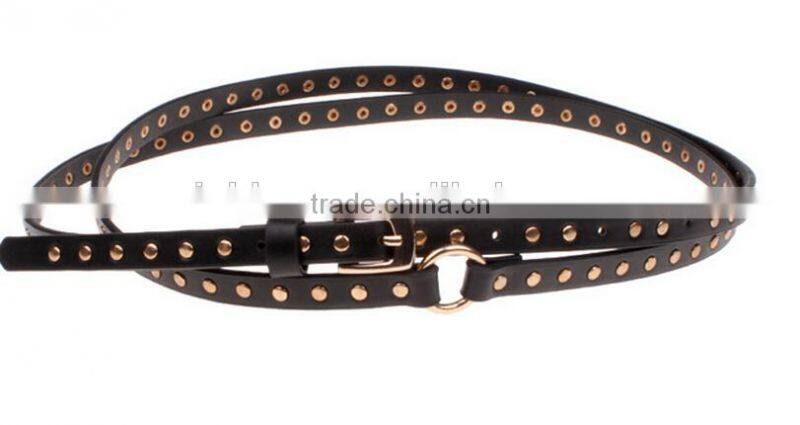 European and Ameraica punk style ladies' and women's fahsion black extra long double-circle wearing viret slim waist belt f