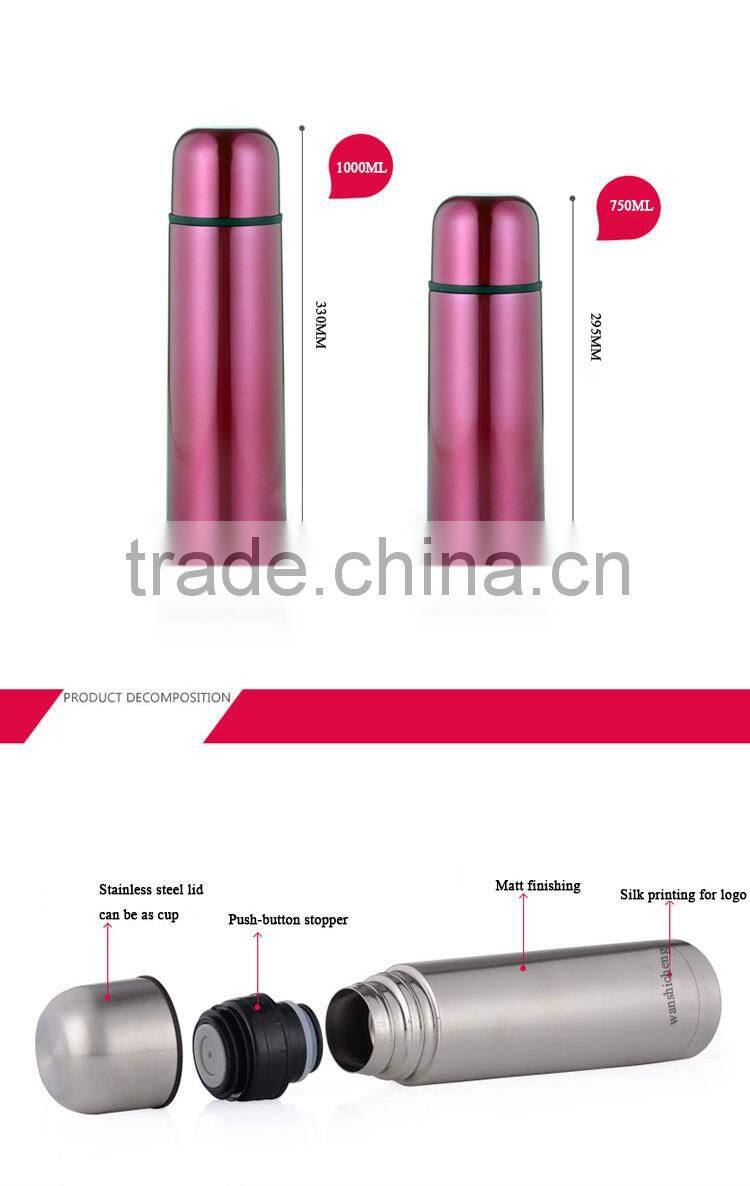best selling 1000ML double wall 18 8 stainless steel vacuum flask made in china