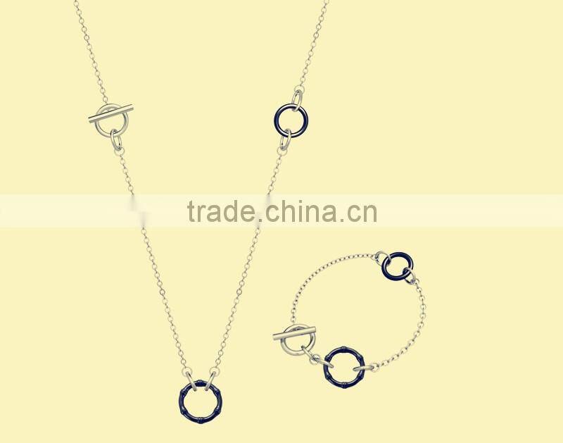 2016 Coolman Jewelry Zirconia and 316L S.S Material Simple and Gentle Style Lady's Jewelry Necklace and Bracelet