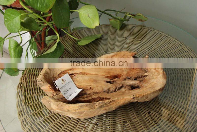 Natural And Eco-friendly Root Carving Wooden Plate for Decoration