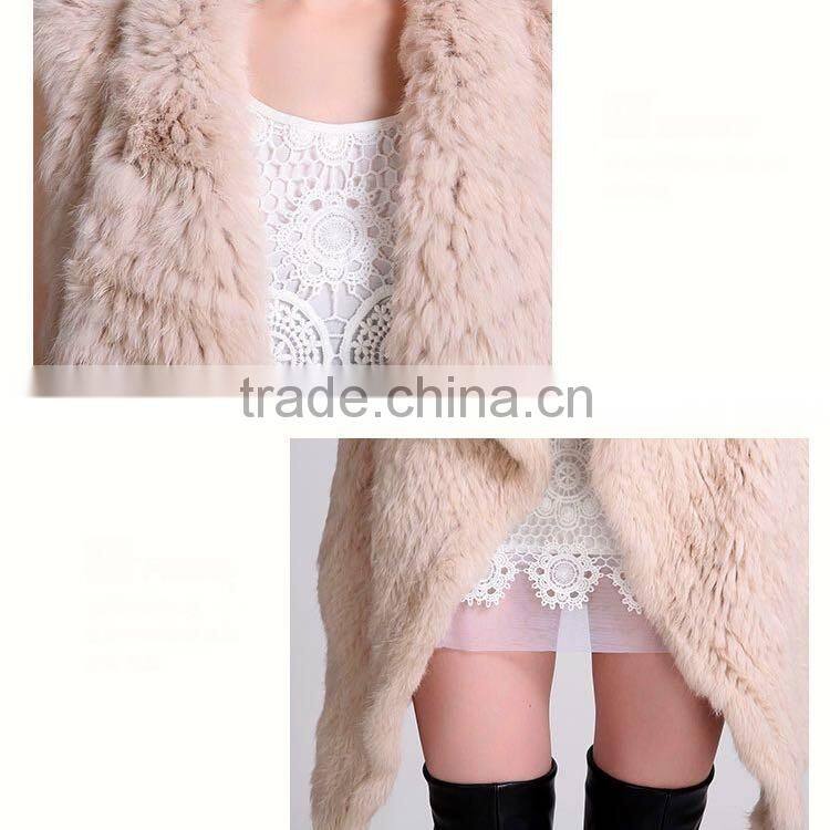 Wholesale Womens Knitted Rabbit Fur Vest with Wide Laples