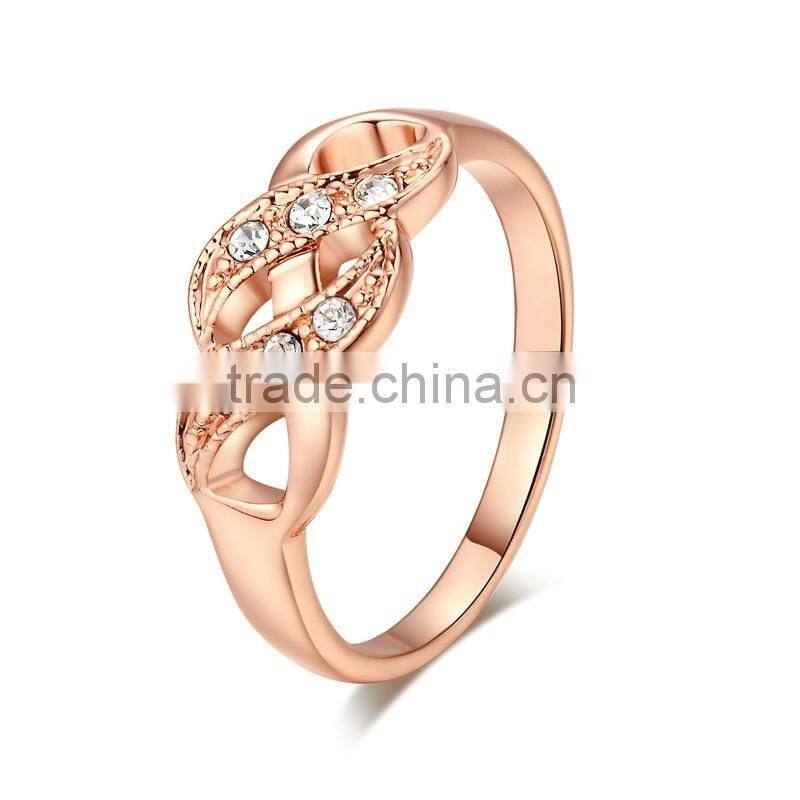 Fashion Hollow Spiral Micro Pave Simple Ring Rose Gold Plated Wide Rings For Women
