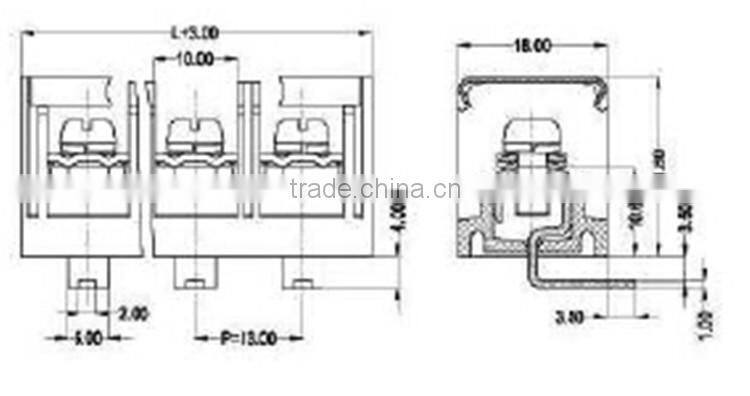 PCB Barrier Curve Terminal Block with Transparent Cover KDT75W 600V 40A 13mm Pitch