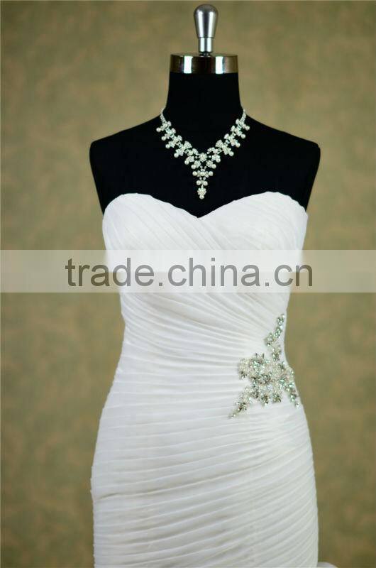 Full Guaranteed strapless layer ruffle mermaid fishtail wedding dress