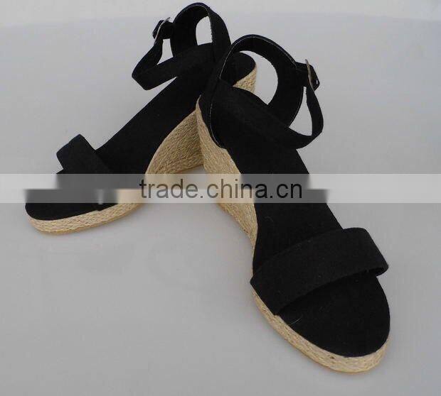 Shoes imported from china women high heel shoes wedge shoes rope soled shoes