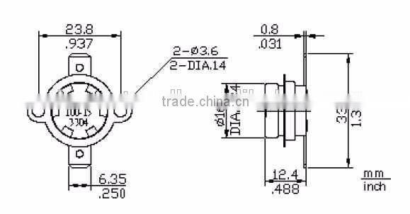 T24 15A 250V Home Appliance Bimetal Thermostat