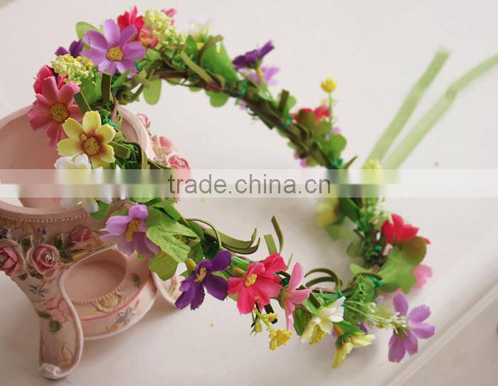 Hawaii Mini Cute Flower Wreath Bridal Party Woman Girls Flower Hair Accessory