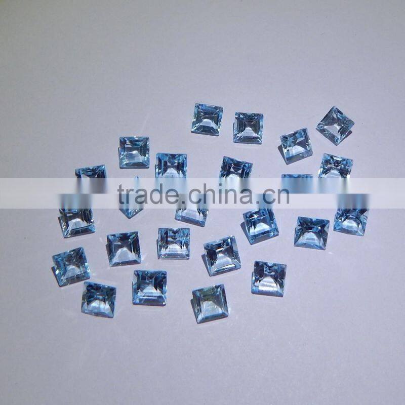 NATURAL SKY BLUE TOPAZ CUT FACETED GOOD COLOR & QUALITY 6 MM SQUARE LOT