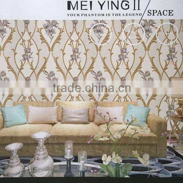 deep embossed home decor vinly wallpaper with beautiful European flowers