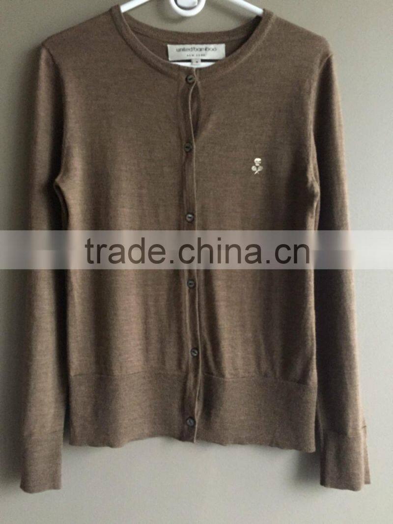 15JWB0137 woman 100%bamboo fiber button closure cardigan