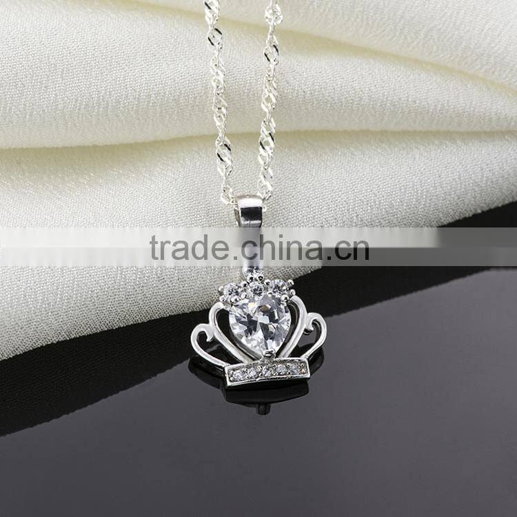 Handmade alloy jewelry fashion design crown pendant silver plated jewelry