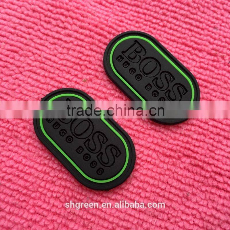 Eco-friendly silicone logo rubber patch with sewing holes for boots