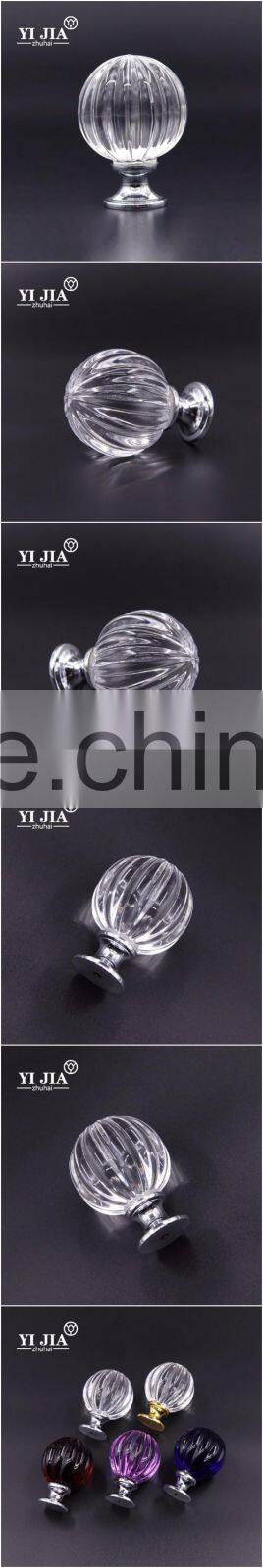 brass clear chrome plate pumpkin shape glass pulls and knobs