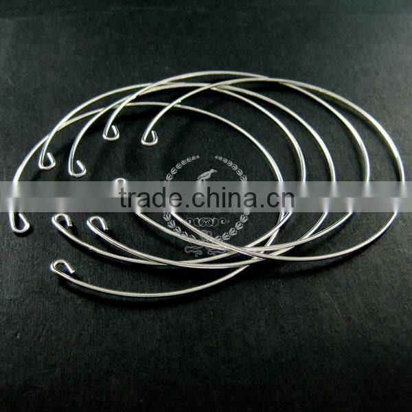60mm diameter 1mm thick silver plated simple wiring bracelet DIY bangle supplies 1900055