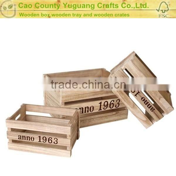 Wholesale natural unfinished recycled wood fruit crates