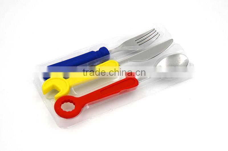 safe colorful stainless steel baby cutlery set