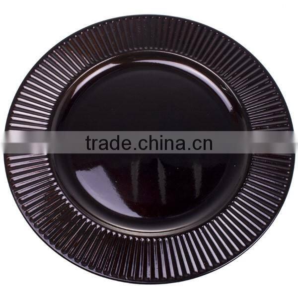 33cm white round sunflower style plastic charger plate