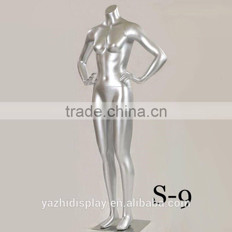 New design silver sexy mannequin female headless femamle mannequins