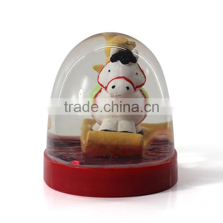 2015 custom plastic snowball with resin figurine