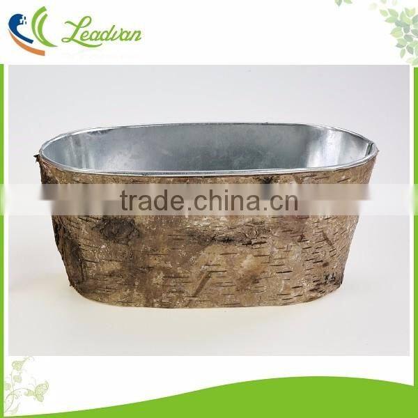 Wholesale cheap vintage decor garden metal stackable tree bark flower planter pots for sale