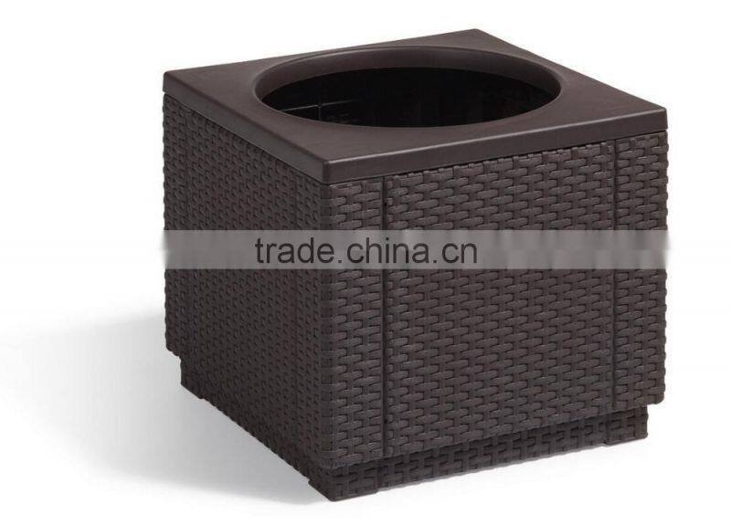 2017 Trade assurance Most popular alum frame rattan Cube planter outdoor rattan plant holder