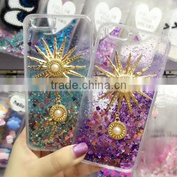 Quicksand sun sticker TPU + PC bling phone shell for iPhone 6 / 6 Plus