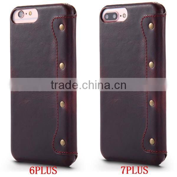2017 5.5 Inch Universal Cowhide Flip Leather Phone Case For iPhone 7 Plus/6 Plus
