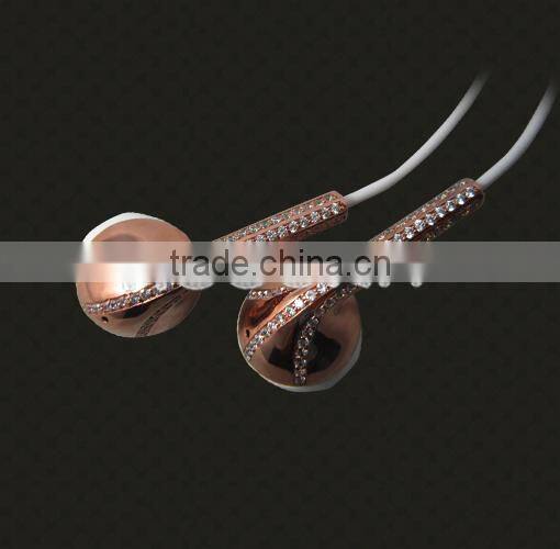 New model headphones,custom rose gold plating diamond eadphones for iPhone 6 7